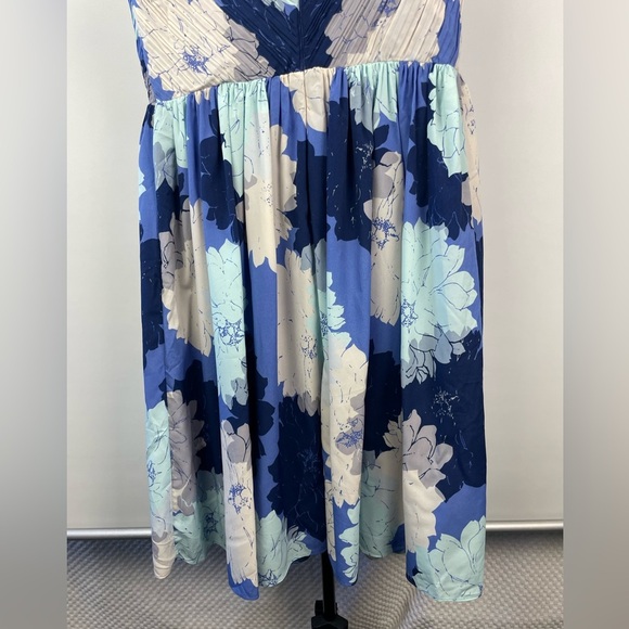 Banana Republic Blue Floral Empire Waist Knee Length Dress with Pockets - Picture 12 of 14